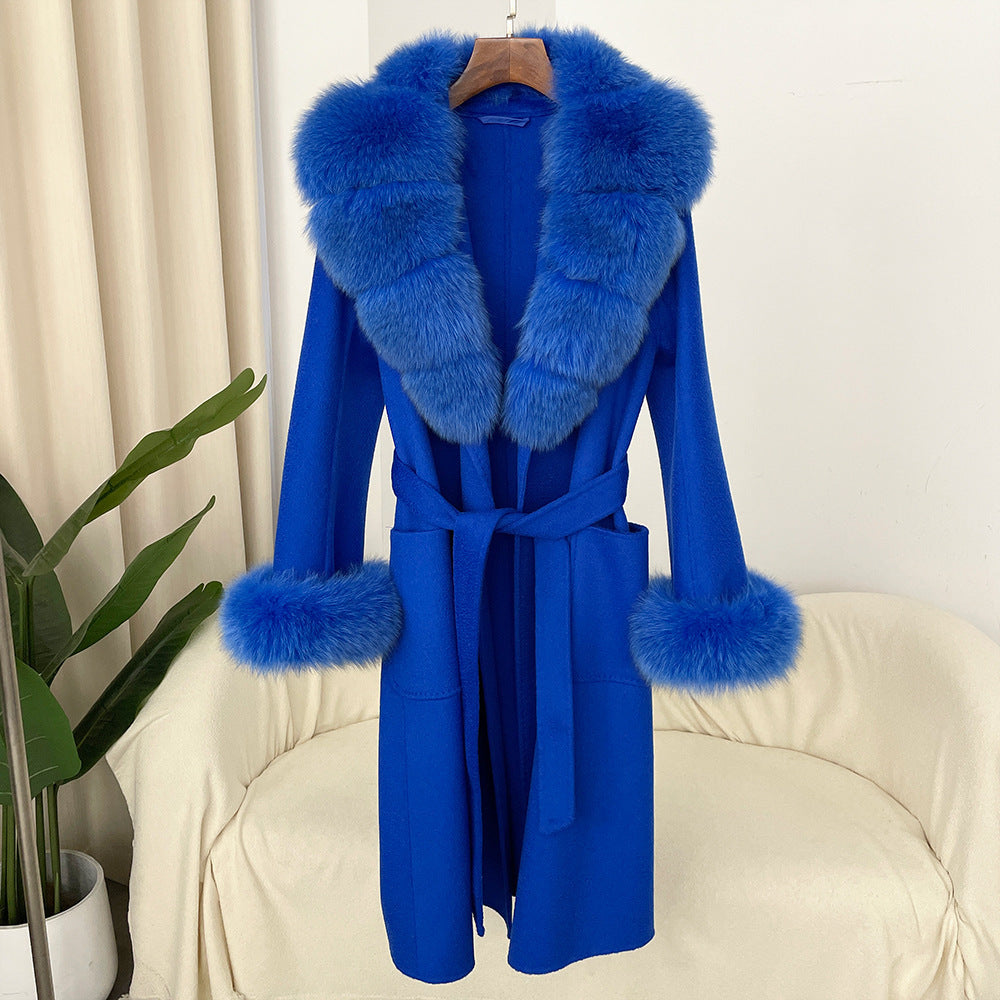 Double-sided Water Ripple Woolen Coat For Women