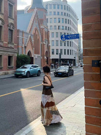 Women's Skirt Vacation Style Artistic Stitching Long Wild Skirt