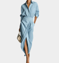 Womens Elegant Chic Sexy Solid-Color Irregular Pleated Dress