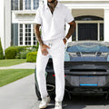 Mens Casual Corduroy Short-Sleeve Polo And Pants Set