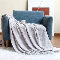 Sofa Cover Herringbone Knitted Office Air Conditioning Nap Blanket