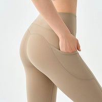 Skinny Pants High Waist Belly Contracting Yoga Pants Women's Side Pocket