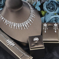 Bridal Zircon 3A Necklace Earrings Four-piece Set