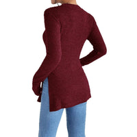 Slim-fit Sunken Stripe Brushed Round Neck Hem Rib Knitted T-shirt