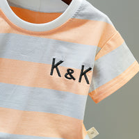 Boys' And Girls' KK Striped Short-sleeved Two-piece Children's Suit