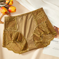 Lace Hollow Seamless Underwear Women's Antibacterial Breathable Cotton Crotch High Waist Hip Lift Briefs