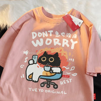 Cotton Loose Funny Short-sleeved T-shirt Men's Summer Casual