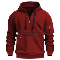 Waterproof Zipper Multi-pocket Hoodie Men's Sport Casual Sweatshirt
