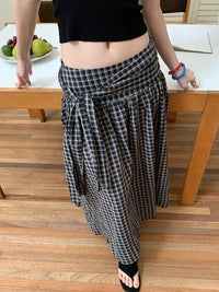 Lace-up Plaid Side Loose Zip Skirt
