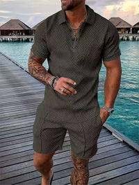 Casual Men's European And American Fashion Men's Polo Shirt Suit