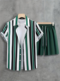 Fashion Trend Animal Pattern Casual Short Sleeve Shirt Shorts Suit