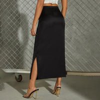 Split Satin Skirt Summer New Versatile Color