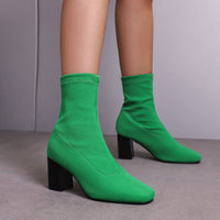 Womens Colorful Stretch Fabric Ankle Boots