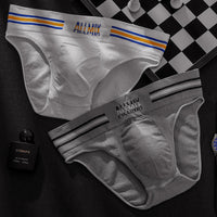 Men Color Strip Sports Style With Letters Seamless Low Waist Panties