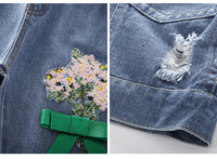 Cute And Comfortable Lapel Cross-border Denim Jacket For Girls