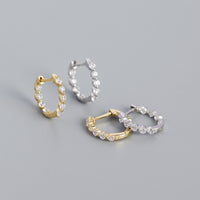 New S925 Silver Ins Geometric Zircon Diamond Earclip Earrings Silver Accessories Women