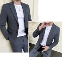 Men's Slim-fit Casual Semi-formal Suit Two-piece Set