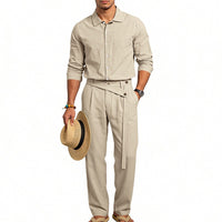 Turn-down Collar Shirt And Long-sleeve Pants Set