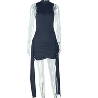 Hip-hugging Skirt Casual Solid-color Stand-up Collar Short Dress