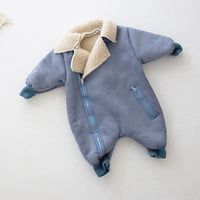 Korean Style Children's Clothing Baby Single-layer Fleece-lined Romper Thickened