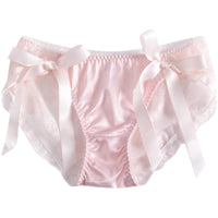 Pure Color Cotton Panties With Lace Back And Sweet Bow