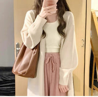 Women's Mid-length Knitted Cardigan V-neck Thickened Sweater Coat