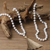 New Chinese-style 108-bead Natural White Turquoise Necklace