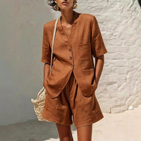 Loose-fitting Cotton And Linen Two-piece Set