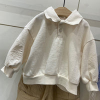 Children's New Tops Lapel Button Loose Casual Sweater