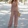 Elegant Commute Halterneck Wide-Leg Pants Suit For Women