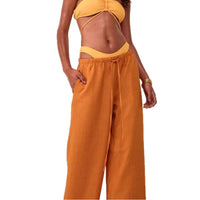 Womens Relaxed-fit Solid-color High-waist Wide-leg Casual Pants