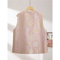 Spring Chinese-style Waistcoat With Brocade Peony Blossom Design