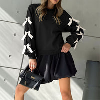 Sweet Bow Decorated Long Sleeve Sweatshirt
