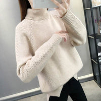 Hemp Pattern High Neck Thickened Keep Warm Inner Match Sweater Knitted Bottoming Shirt Long Sleeve
