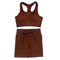 Seamless Yoga Suit Threaded Vest Short Sleeve Shorts Two-piece Suit