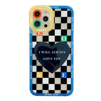 Ins Retro Lattice Love Bracket Phone Case