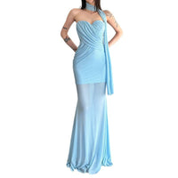 Elegant Flowing Off-shoulder Mermaid Dress Vacation-style Gown