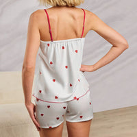 Heart-printed Cool Camisole And Shorts Pajama Set Casual Comfortable Soft Womens Loungewear