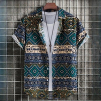 Men's Retro Short Sleeve Casual Loose Shirt