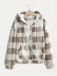 Fashionable Casual Zip-up Plush Hoodie With Long Sleeves