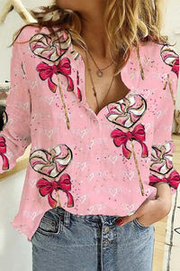Creative Love Valentine's Day Element Pattern Long Sleeve Women's Shirt