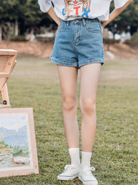 Women's High Waist Denim Shorts With A Sense Of Niche Design