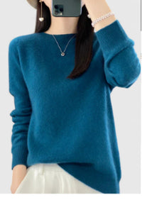 Women's Round Neck Sweater Loose Knitted Bottoming Sweater