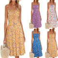 Womens Retro Elegant Lace-Up Holiday Beach Dress
