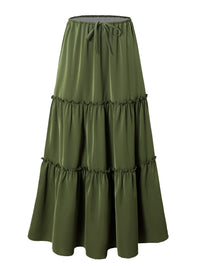 Womens High-waisted Elastic-waist Long Skirt With Pockets