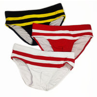 Men's Mixed Color Stripe Swim Briefs Rear Small Pocket Beach Swimming Simple Foreign Trade Triangle Bikini