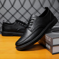 Plus Size Handsome Lace Up Casual Youth British Black Leather Shoes Men