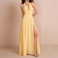 Sexy Chic Deep V-Neck Backless Slit Evening Gown Long Dress