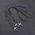 Cross Pendant Tigers Eye Lapis Lazuli Matte Agate Hematite Necklace