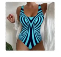 Sexy Sling One-piece Striped Printed Swimsuit